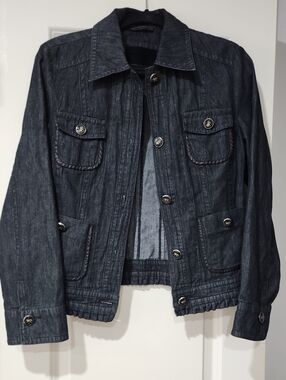 Steilmann Black Fabric Denim-Style Bomber Jacket